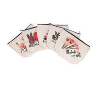 CALLARON Trousse de Maquillage Portables 5Pcs Paquet de Rangement Étanche en Lin Trousse de Toilette de Voyage Organisateur Cosmétique Compact Voyages et