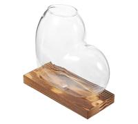 CALLARON Vase pour Propagation de Plantes sans Terre en Verre Transparent avec Base en Bois Design Unique Culture Hydroponique et Exposition des Racines pour Bureaux et Intérieurs