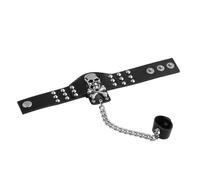 CALLARON Vintage Skull Head Men's Leather Bracelet Punk Style Adjustable Cuff Jewelry
