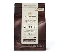 Callebaut 70,5% pépites de Chocolat Noir (callets) 2,5kg | 70,5 % min de cacao sec ; 38,9 % de matières grasses ; cacao intense - amer - torréfié - notes fruitées