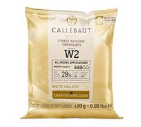 CALLEBAUT W2 - Chocolat blanc pâtissier 28% cacao (400gr) - Chocolat de couverture en callets - Chocolat blanc pour ganache, moulage, enrobage - Notes de vanille