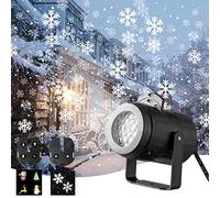 Callenbach Projecteur lumineux de Noël, projecteur de flocons de neige rotatifs avec 2 films pour décoration intérieure et extérieure