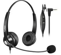 Callez Casque de téléphone avec microphone antibruit et contrôle du volume, casque de téléphone de bureau 2,5 mm compatible avec les téléphones sans fil Panasonic AT&T ML17929 Vtech Uniden Cisco