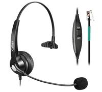 Callez Casque RJ9 avec microphone pour Polycom NEC Avaya Mitel Fanvil | Casque de bureau avec micro antibruit, fonctionne avec les téléphones fixes BT Converse Alcatel ShoreTel Siemens InterTel