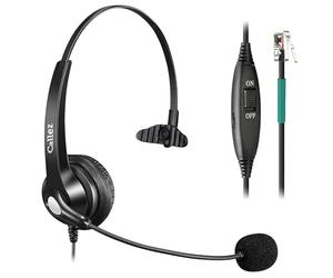 Callez Casque RJ9 avec microphone pour Polycom NEC Avaya Mitel Fanvil | Casque de bureau avec micro antibruit, fonctionne avec les téléphones fixes BT Converse Alcatel ShoreTel Siemens InterTel