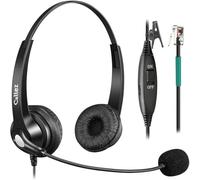 Callez Casque téléphonique RJ9 avec micro antibruit et commandes de volume, casque de téléphone compatible avec les téléphones fixes Avaya Plantronics Mitel ShoreTel Digium Nortel NEC Toshiba Aastra