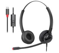 Callez Casque USB C avec microphone antibruit, casque de type C pour iPhone 17/16/15, Samsung, ordinateur portable, Mac, tablette, casque stéréo filaire pour équipes, zoom, Skype, centre d'appel
