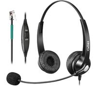 Callez Polycom RJ9 Casque de téléphone avec micro antibruit et commandes de volume, casque de téléphone pour bureau compatible avec les téléphones fixes Polycom VVX250 VVX400 VVX410 VVX411 VVX311