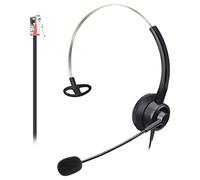 Callez RJ9 Casque Téléphone Fixe avec Micro Anti-Bruit, Oreillette de Centre d'appel, Casque Téléphone Filaire Mono Compatible avec Polycom Plantronics Avaya Aastra Alcatel Fanvil Gigaset Siemens