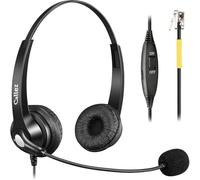 Callez Yealink RJ9 Casque téléphonique avec micro antibruit et commandes de volume, casque de téléphone pour téléphones de bureau compatible avec les téléphones fixes VoIP Yealink T46S T42S T41S T40G