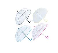 Calli Factory Lot de 4 parapluies transparents légers pour femmes et enfants - Ouverture automatique, dôme transparent tendance avec sangle de prise en main facile, irisé (4 couleurs)