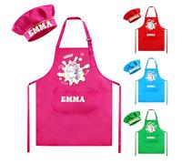 callie moment Toque et Tablier de Chef Personnalisés pour Enfants - Tablier Réglable avec Prénom pour Cuisiner, Pâtisser et Peindre (Animal)