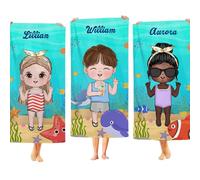 callie Serviettes de Plage Personnalisées pour Enfants - Couverture de Plage Imperméable et Résistante au Sable - Personnalisée avec Nom et Personnage de Dessin Animé sur Serviette de Plage