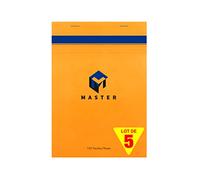 Clairefontaine Calligraphe 10705Cpack Un Lot de 5 Blocs Master Agrafés en Tête Oranges (une Marque de Clairefontaine)-A5 14,8x21 cm-100 Feuilles Petits Carreaux-Papier 70 g -Couverture Carte Enduite