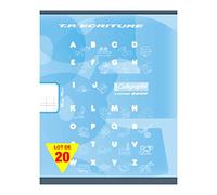 Calligraphe 108501C Un Lot de 20 Cahiers de Travaux Pratiques Bleus (une Marque de Clairefontaine) - 17x22cm - 32 Pages Double Ligne 3mm Interligne Verticale et Unies Blanches - 90g - Couverture Carte