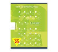 Calligraphe 108502C Un Lot de 20 Cahiers de Travaux Pratiques Verts (une Marque de Clairefontaine) - 17x22cm - 32 Pages Double Ligne 4mm Interligne Verticale et Unies Blanches 90 g - Couverture Carte