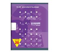 Calligraphe 108503C Un Lot de 20 Cahiers de Travaux Pratiques Violets (une Marque de Clairefontaine) - 17x22 cm - 32 Pages Double Ligne 5 mm et Unies Blanches - Papier 90 g - Couverture Carte
