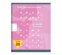 Calligraphe 108504C Un Lot de 20 Cahiers de Travaux Pratiques Roses (une Marque de Clairefontaine) - 17x22 cm - 32 Pages Lignées 18 mm et Unies Blanches - Papier 90 g - Couverture Carte Offset