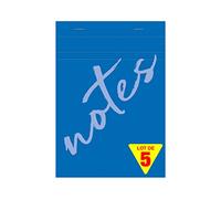 Calligraphe 15355Cpack Un Lot de 5 Blocs Notes Agrafés en Tête Bleus (une Marque de Clairefontaine) - A5 14,8x21 cm - 100 Feuilles Petits Carreaux - Papier 60 g - Couverture Semi Enveloppante