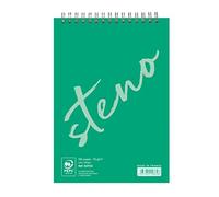 Calligraphe 15372C Un Bloc à Spirale Sténo Vert (une Marque de Clairefontaine) - A5 14,8x21 cm - 90 Feuilles Unies Blanches - Papier 70 g