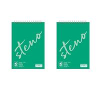 Calligraphe 15372C Un Bloc à Spirale Sténo Vert (une Marque de Clairefontaine) - A5 14,8x21 cm - 90 Feuilles Unies Blanches - Papier 70 g (Lot de 2)