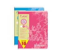 Calligraphe 17105C Un Lot de 10 Cahiers Agrafés Forever (une Marque de Clairefontaine) - 17x22 cm - 96 Pages Petits Carreaux - Papier 100 % Recyclé 70 g - Couverture Recyclée - Couleurs Aléatoires