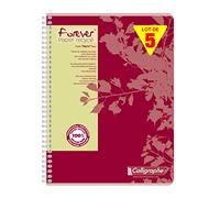 Calligraphe 17417C Lot 5 cahier spirale Forever recy 4 180p Rouge