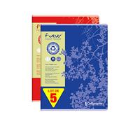 Calligraphe 17493AMZC Lot de 5 Cahiers Agrafés Forever (une Marque de Clairefontaine) - 24x32 cm - 96 Pages Grands Carreaux - Papier 100 % Recyclé 70 g - Couvertures Recyclées Couleurs Aléatoires