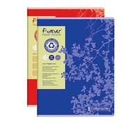 Calligraphe 17493C Un Cahier Agrafé Forever (une Marque de Clairefontaine) - 24x32 cm - 96 Pages Grands Carreaux - Papier 100 % Recyclé 70 g - Couverture Recyclée - Couleur Aléatoire