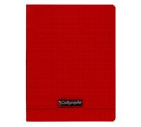Calligraphe 18011C Un Cahier d'Écriture Agrafé Rouge (une Marque de Clairefontaine) - 17x22 cm - 32 Pages Double Ligne 3 mm Interligne Verticale - Papier Blanc 90 g - Couverture Polypro Transparent