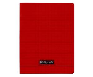 Calligraphe 18011C Un Cahier d'Écriture Agrafé Rouge (une Marque de Clairefontaine) - 17x22 cm - 32 Pages Double Ligne 3 mm Interligne Verticale - Papier Blanc 90 g - Couverture Polypro Transparent