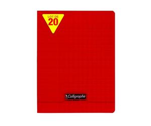 Calligraphe 18011Cpack Un Lot de 20 Cahiers d'Écriture Agrafés Rouges (une Marque de Clairefontaine) - 17x22 cm - 32 Pages Double Ligne 3 mm Interligne Verticale 90 g - Couvertures Polypro