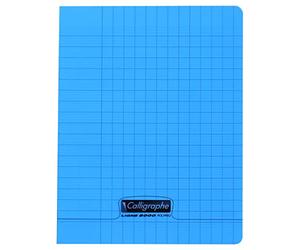 Calligraphe 18012C Un Cahier d'Écriture Agrafé Bleu (une Marque de Clairefontaine) - 17x22 cm - 32 Pages Grands Carreaux 2,5 mm Agrandis 10x10 - Papier Blanc 90 g - Couverture Polypro Transparent