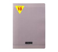 Calligraphe 18026Cpack Un lot de 10 Cahiers Agrafés Gris (une Marque de Clairefontaine) - A4 21x29,7 cm - 48 Pages Grands Carreaux - Papier Blanc 90 g - Couverture Polypro Transparent