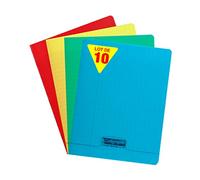 Calligraphe 18045C Lot de 10 Cahiers Agrafés (une Marque de Clairefontaine) - 17x22 cm - 140 Pages Grands Carreaux - Papier Blanc 90 g - Couverture Polypro Transparent - Couleurs Aléatoires