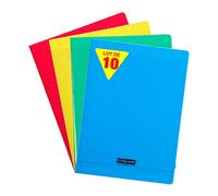 Calligraphe 18050Cpack Lot de 10 Cahiers Agrafés (une Marque de Clairefontaine) - A4 21x29,7 cm - 96 Pages Grands Carreaux - Papier Blanc 90 g - Couverture Polypro Transparent - Couleurs Aléatoires