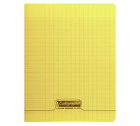 Calligraphe 18104C Un Cahier Agrafé Jaune (une Marque de Clairefontaine) - 17x22 cm - 48 Pages Grands Carreaux - Papier Blanc 90 g - Couverture Polypro Transparent