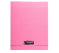 Calligraphe 18121C Un Cahier Agrafé Rose (une Marque de Clairefontaine) - 17x22 cm - 96 Pages Grands Carreaux - Papier Blanc 90 g - Couverture Polypro Transparent
