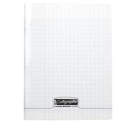 Calligraphe 18129C Un Cahier Agrafé Incolore (une Marque de Clairefontaine) - 17x22 cm - 96 Pages Grands Carreaux - Papier Blanc 90 g - Couverture Polypro Transparent