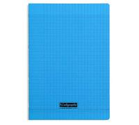Calligraphe 18132C Un Cahier Agrafé Bleu(une Marque de Clairefontaine) - A4 21x29,7 cm - 96 Pages Grands Carreaux - Papier Blanc 90 g - Couverture Polypro Transparent