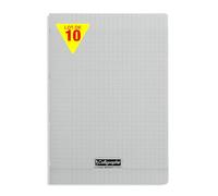 Calligraphe 18136Cpack Un paquet de 10 Cahiers Agrafés Gris (une Marque de Clairefontaine) - A4 21x29,7 cm - 96 Pages Grands Carreaux - Papier Blanc 90 g - Couverture Polypro Transparent