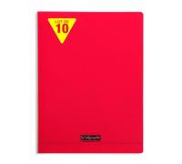 Calligraphe 18173Cpack Un lot de 10 Cahiers Agrafés Rouges (une Marque de Clairefontaine) - 24x32 cm - 48 Pages Grands Carreaux - Papier Blanc 90 g - Couverture Polypro Transparent