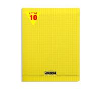 Calligraphe 18194Cpack Un Lot de 10 Cahiers Agrafés Jaunes (une Marque de Clairefontaine) - 24x32 cm - 96 Pages Grands Carreaux - Papier Blanc 90 g - Couverture Polypro Transparent