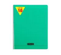 Calligraphe 18195C - Un Paquet de 10 Cahiers Piqués (Gamme 8000 de Clairefontaine) 96 Pages 24X32 cm 90G Grands Carreaux, Couverture Polypro (Plastique), Vert