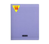Calligraphe 18197C - Un Paquet de 10 Cahiers Piqués (Gamme 8000 de Clairefontaine) 96 Pages 24X32 cm 90G Grands Carreaux, Couverture Polypro (Plastique), Violet