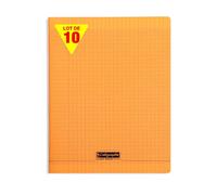 Calligraphe 18198C - Un Paquet de 10 Cahiers Piqués (Gamme 8000 de Clairefontaine) 96 Pages 24X32 cm 90G Grands Carreaux, Couverture Polypro (Plastique), Orange
