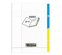 Calligraphe 18221C Un Cahier Agrafé 2 Index Incolore (une Marque de Clairefontaine) - 17x22 cm - 96 Pages Grands Carreaux - Papier Blanc 90 g - Couverture Polypro Transparent