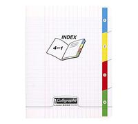 Calligraphe 18225C Un Cahier Agrafé 4 Index Incolore (une Marque de Clairefontaine) - 17x22 cm - 140 Pages Grands Carreaux - Papier Blanc 90 g - Couverture Polypro Transparent