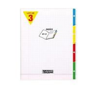 Calligraphe 18229AMZC Lot de 3 Cahiers Agrafés 4 Index Incolores (une Marque de Clairefontaine) - 24x32 cm - 140 Pages Grands Carreaux - Papier Blanc 90 g - Couverture Polypro Transparent