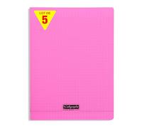 Calligraphe 18281Cpack Un lot de 5 Cahiers Agrafés Roses (une Marque de Clairefontaine) - 24x32 cm - 140 Pages Grands Carreaux - Papier Blanc 90 g - Couverture Polypro Transparent